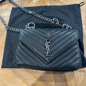 Yves Saint Laurent Black Chevron Crossbody Bag